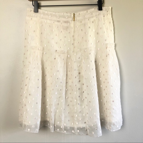 Tory Burch Pleated Embroidered Organza Skirt Ivory - Picture 4 of 12
